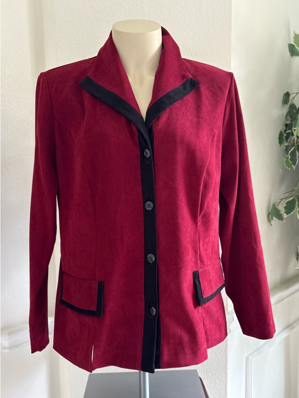 Sag Harbor Red Contrast Trim Button-Front Jacket